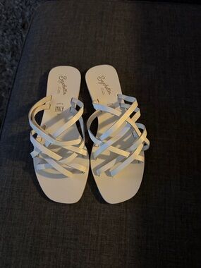 New! Seychelles White Multi-Strap Slide Sandals Size 7